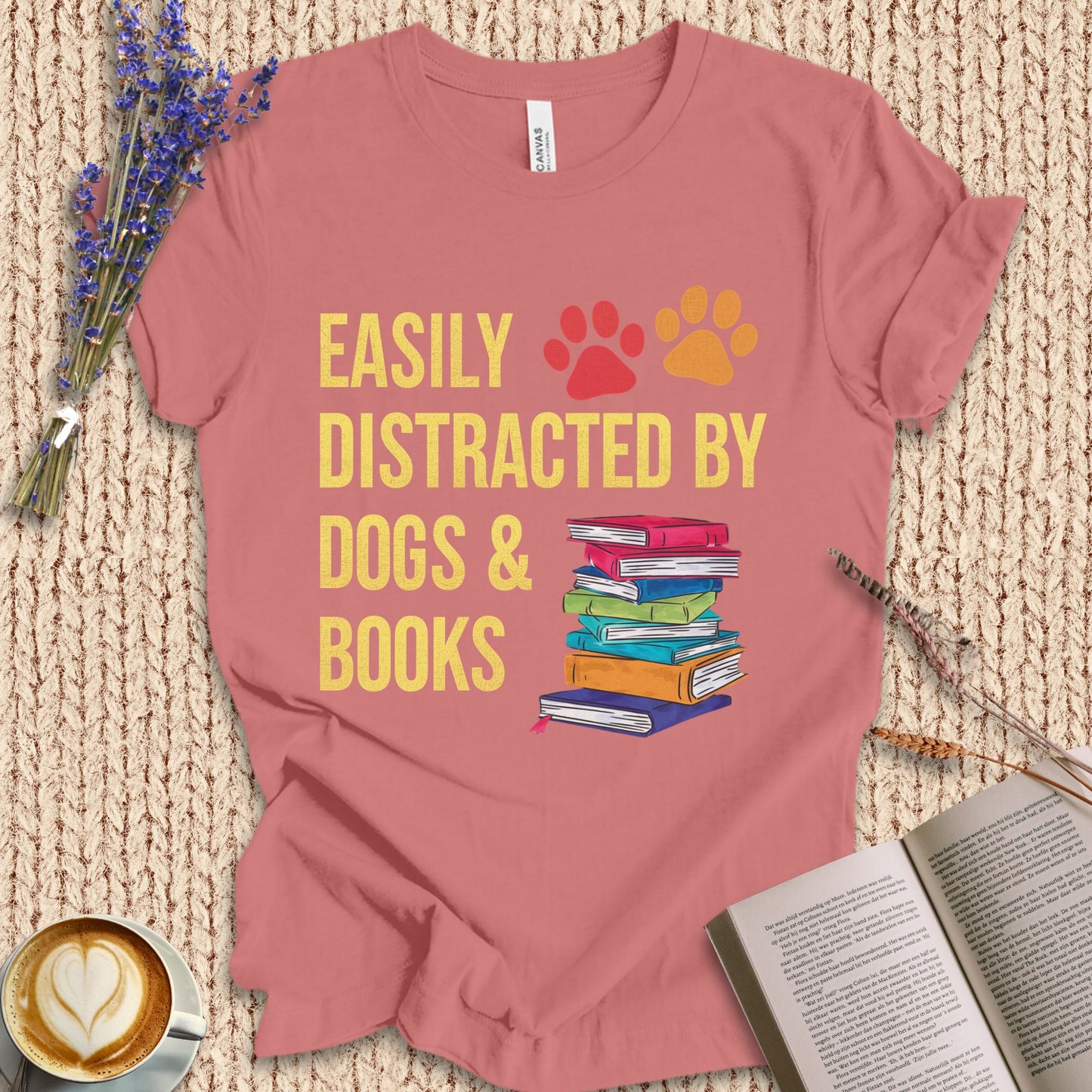 Distracted By Dogs & Books Tee