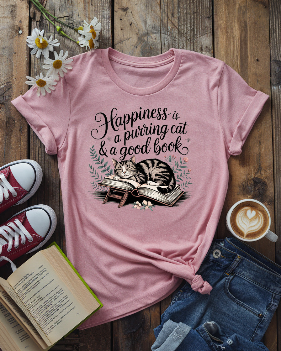Purring Cat & Good Book Tee