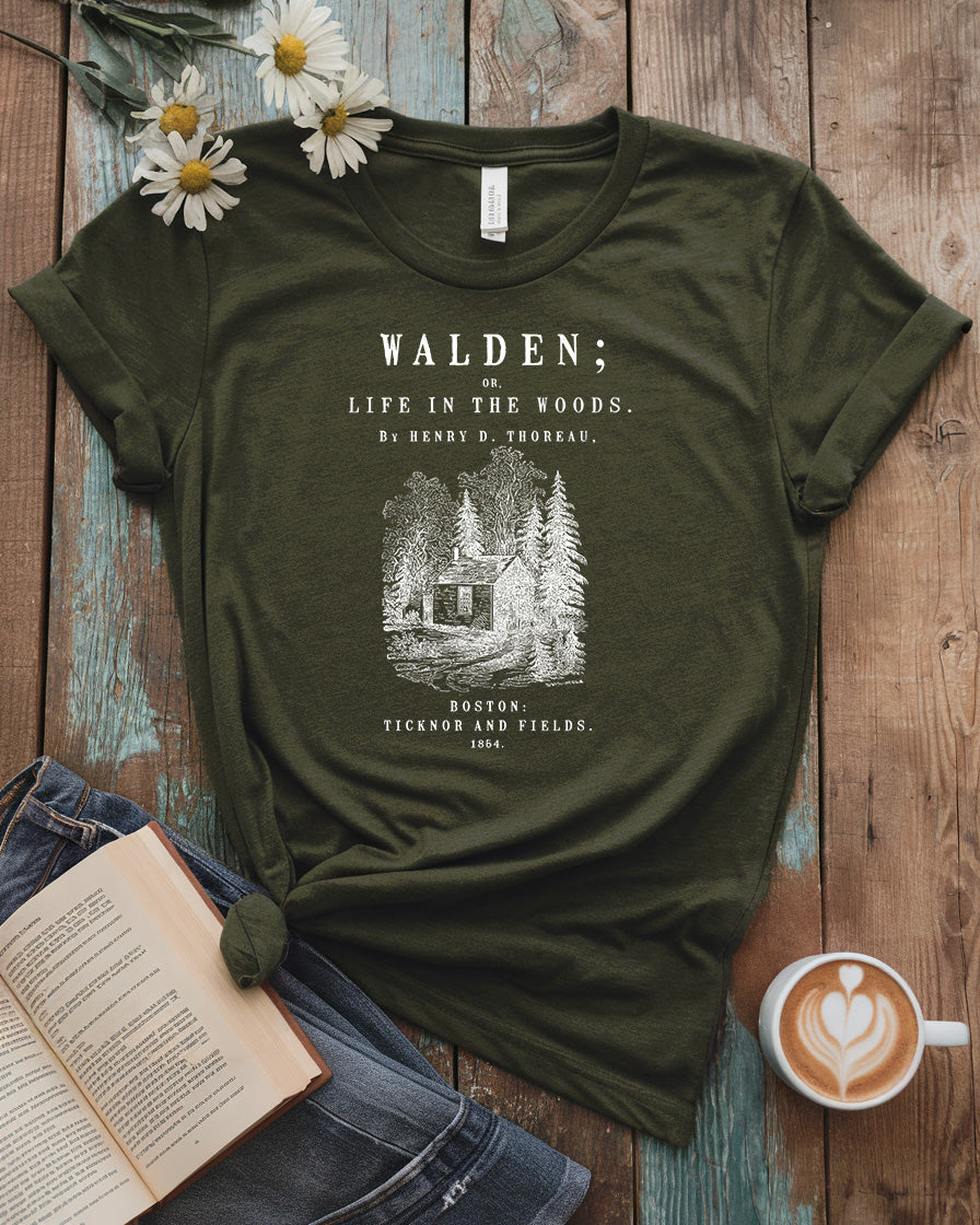 Walden Literary Tee | Thoreau Vintage Book Cover Shirt