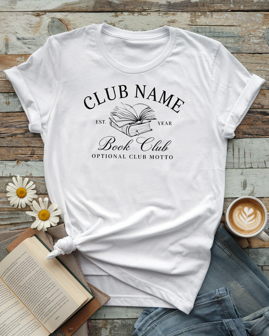 Customizable Book Club Tee, Personalized Literary Design