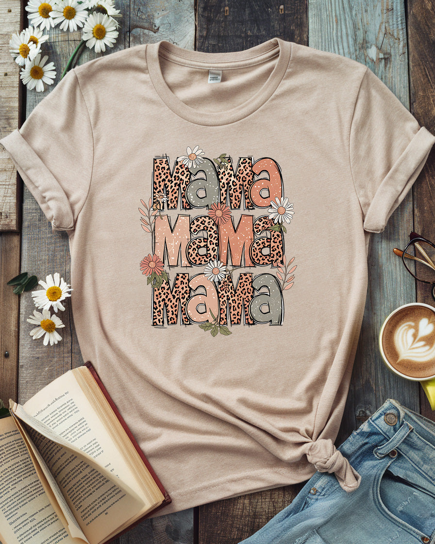 Mama Leopard Tee, Vintage Boho Mother’s Day Design