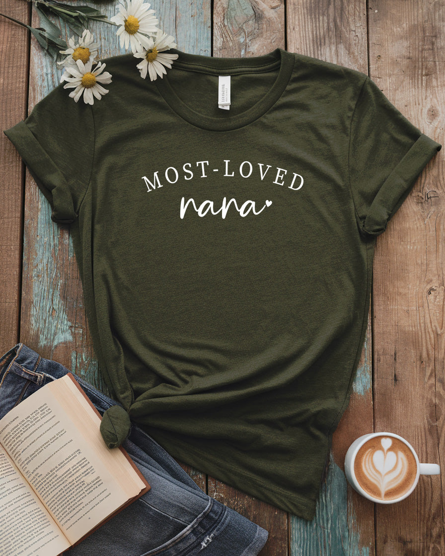 Most-Loved Nana Tee, Customizable Family Gift