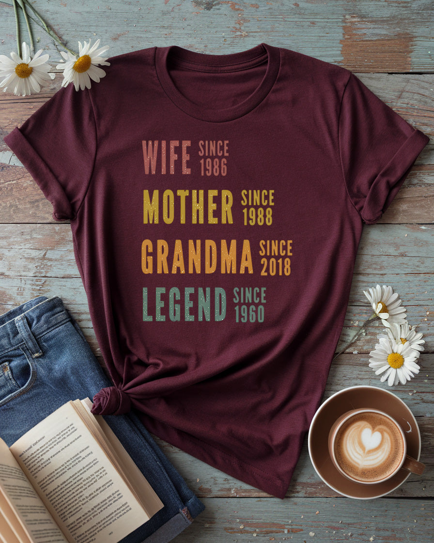 Wife Mother Grandma Legend Tee, Custom Year Family Milestone