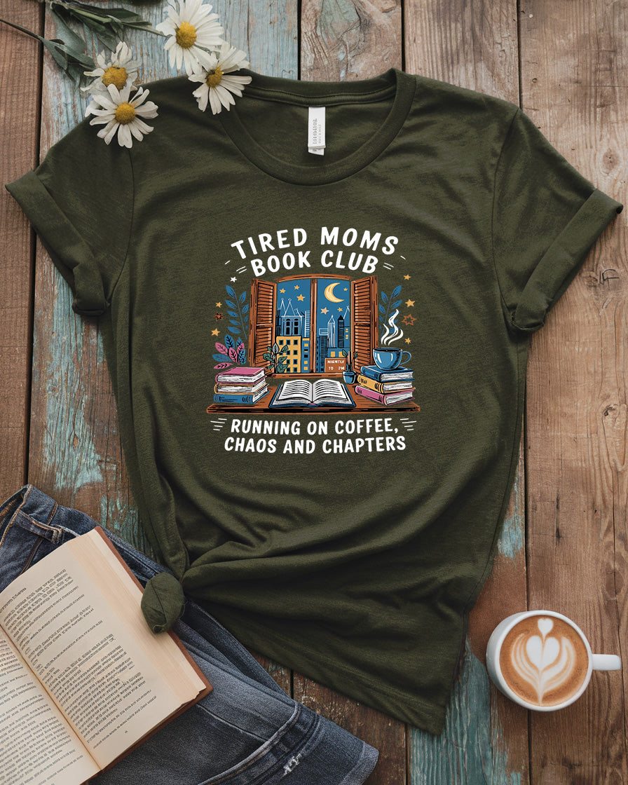 Night Owl Book Club Tee, Cozy City Reading Scene