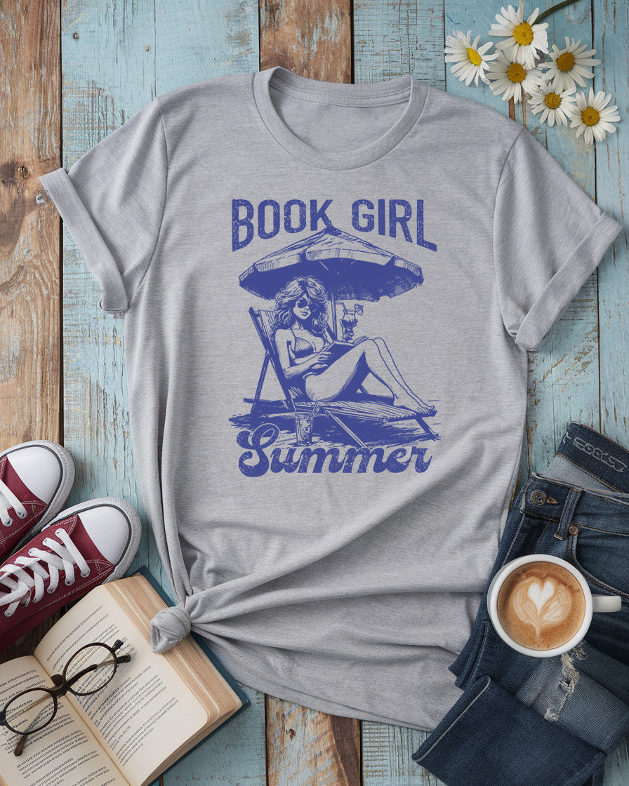 Book Girl Summer Tee, Retro Beach Reading