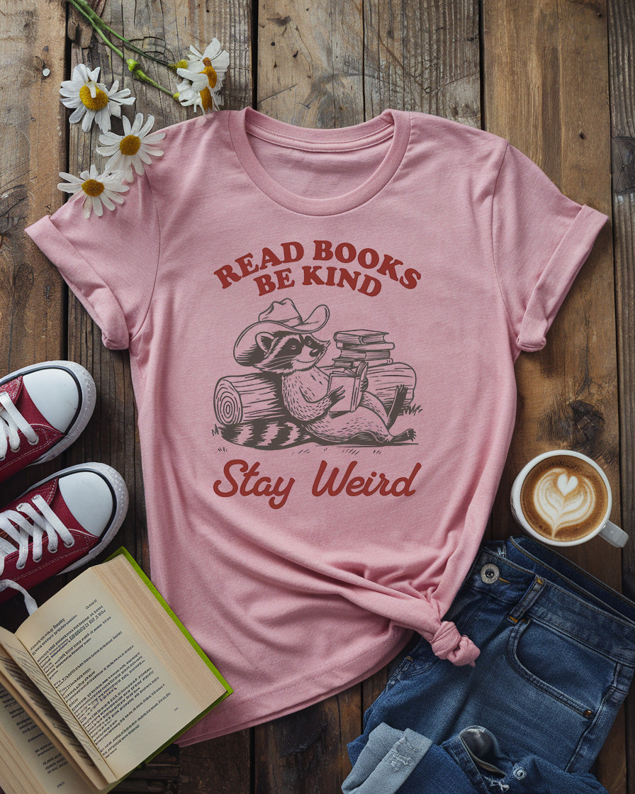 Read Books Be Kind Stay Weird Tee