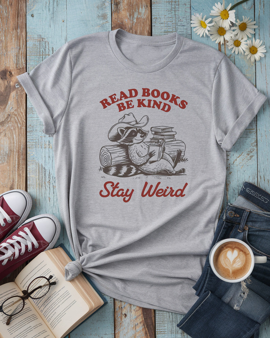 Read Books Be Kind Stay Weird Tee
