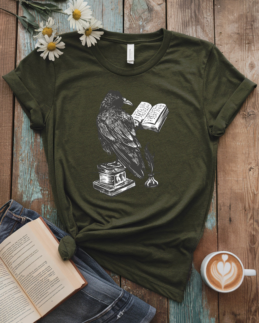 Nevermore Raven Reading Tee