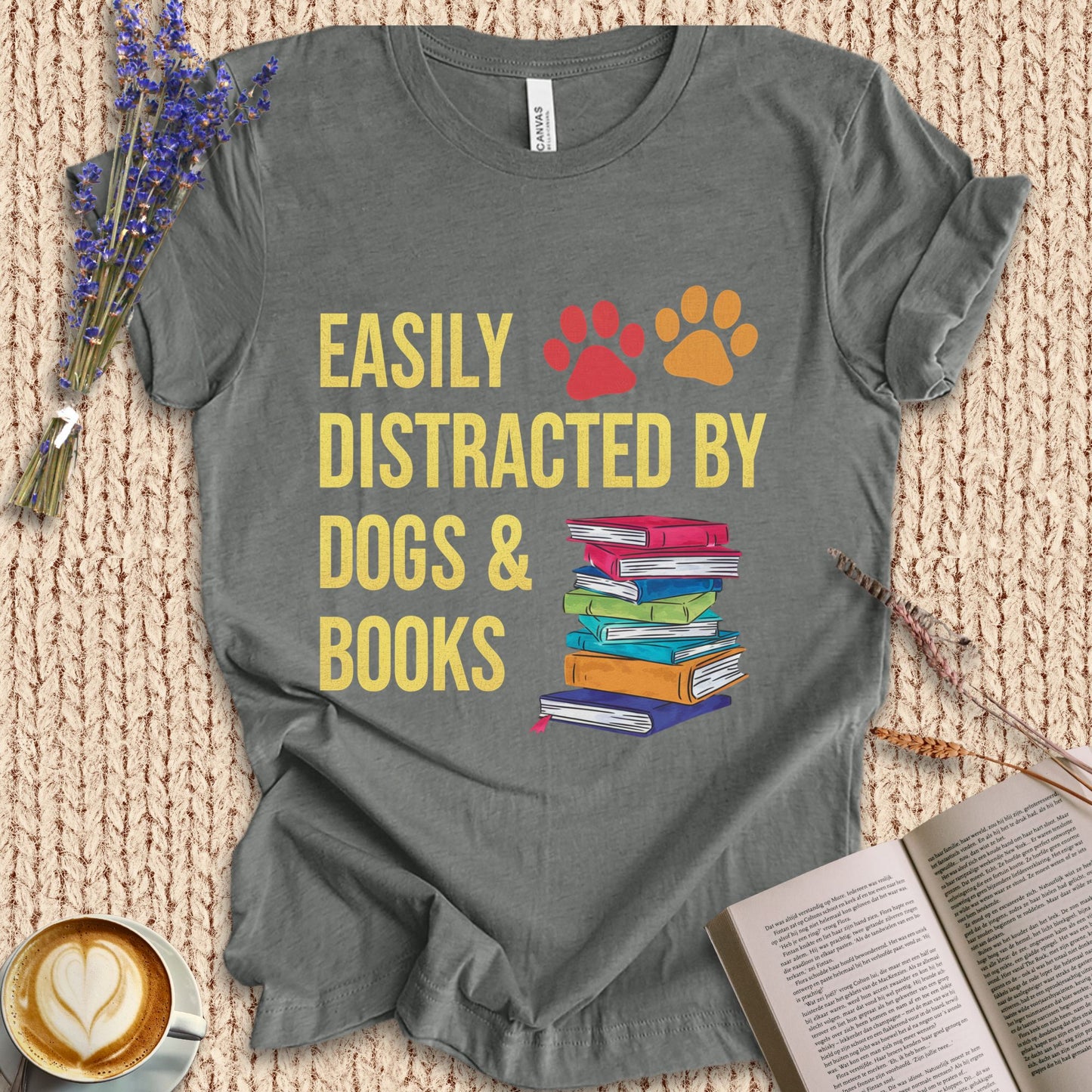 Distracted By Dogs & Books Tee