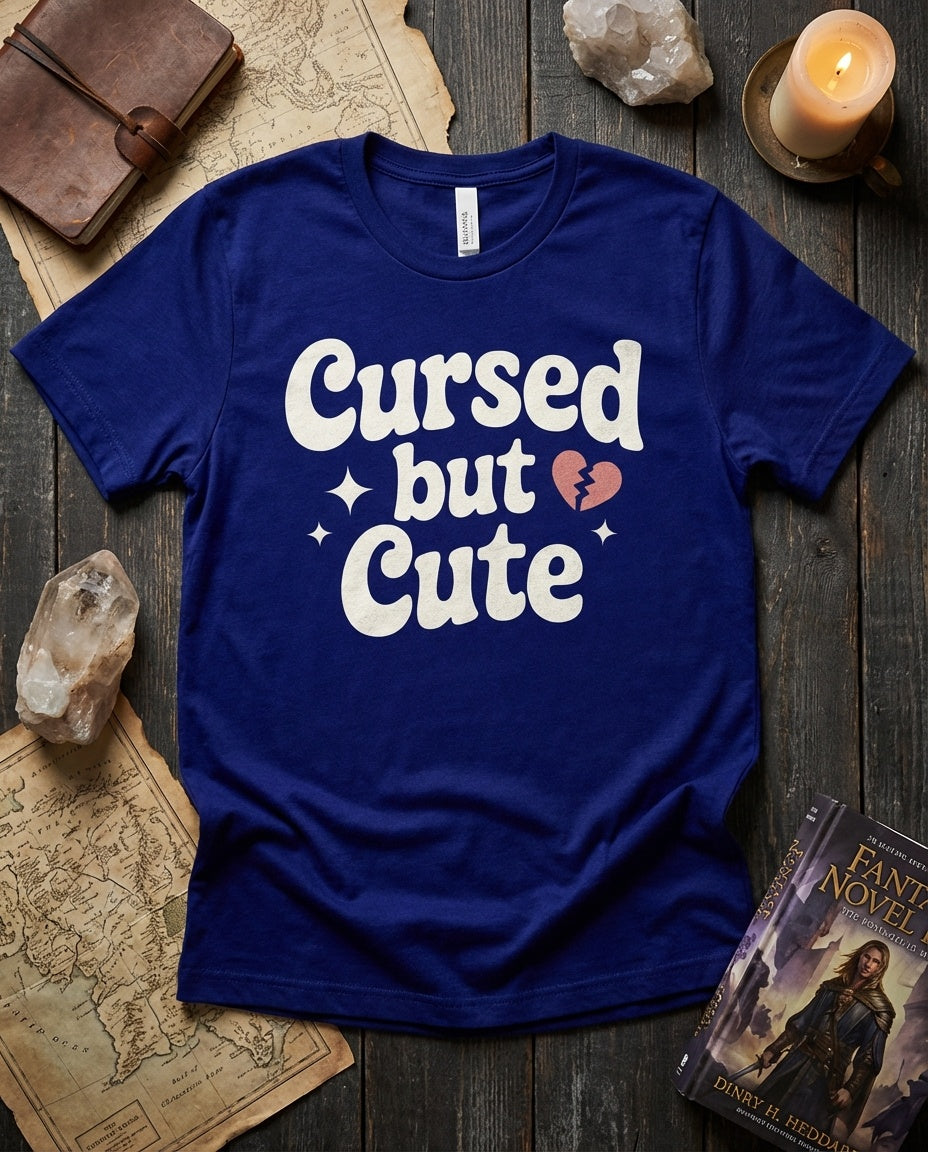 Cursed But Cute romantasy t-shirt in Black - BookAddictHub