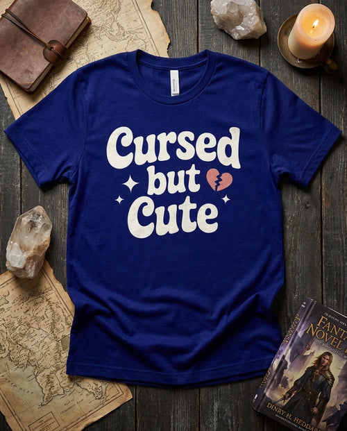 Cursed But Cute romantasy t-shirt in Black - BookAddictHub