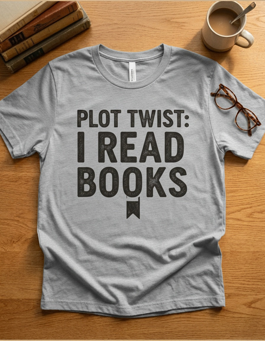Plot Twist: I Read Books — Cozy Reading Tee in Athletic Heather