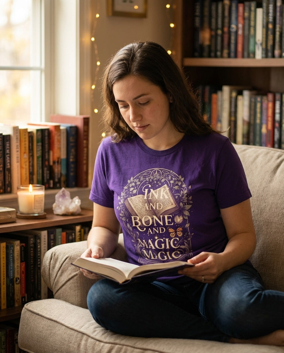 Person wearing Romantasy tee - lifestyle shot 1