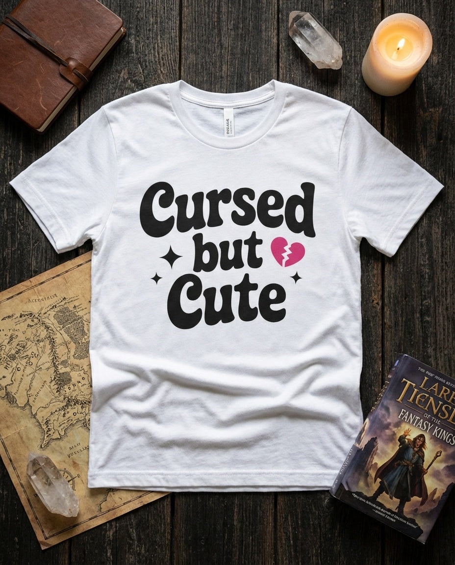 Cursed But Cute t-shirt in Navy - romantasy book lover tee