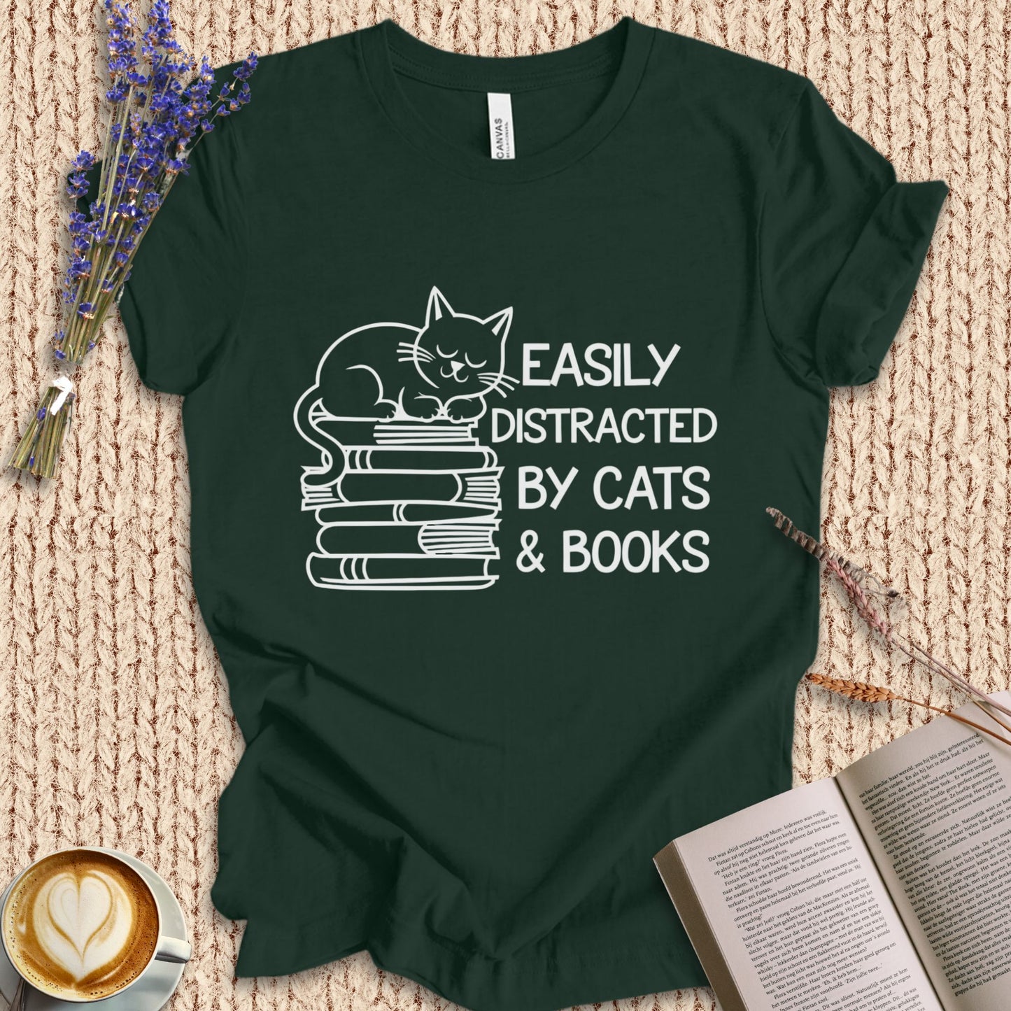 Distracted By Cats & Books Tee