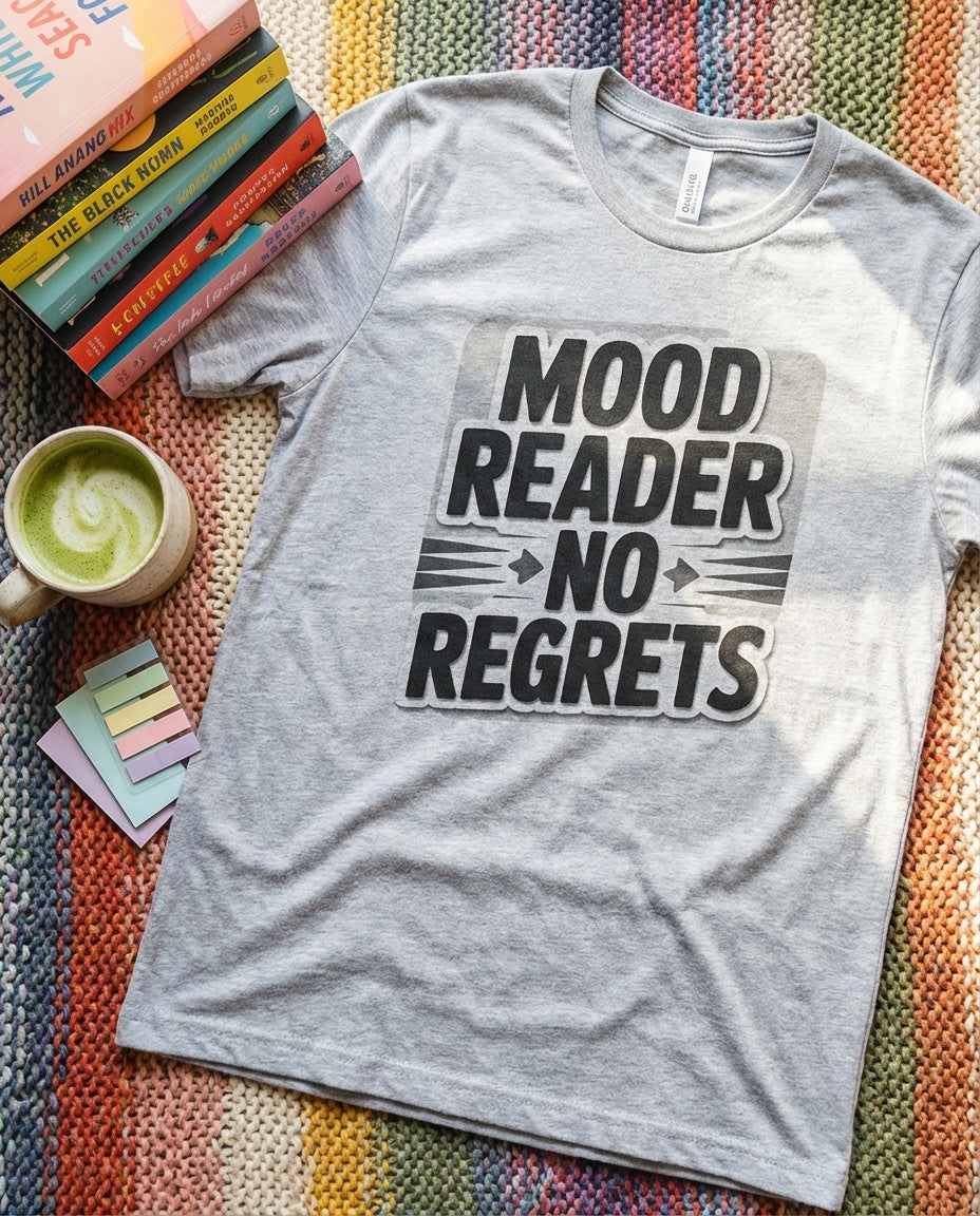 Mood Reader No Regrets t-shirt in Maroon - BookTok book lover tee
