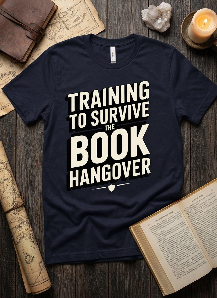 Training To Survive The Book Hangover t-shirt in Athletic Heather - romantasy book lover tee