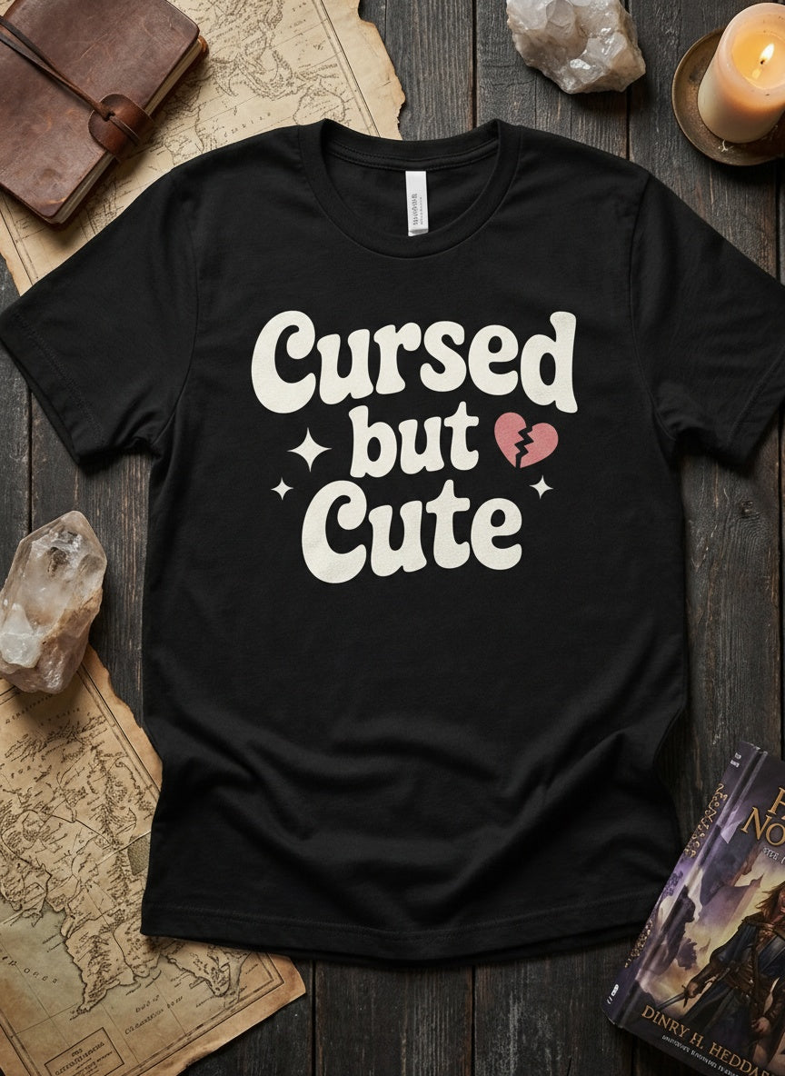 Cursed But Cute t-shirt in White - romantasy reader gift