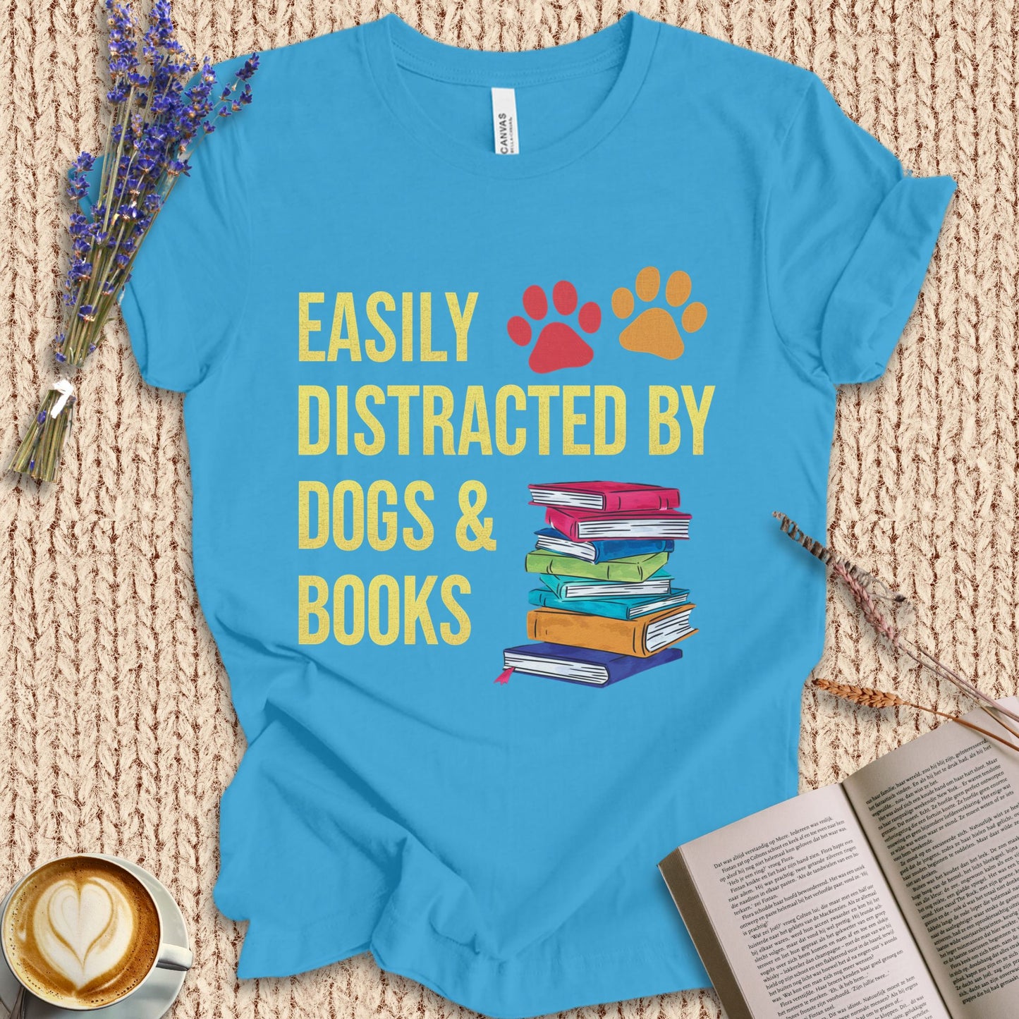 Distracted By Dogs & Books Tee