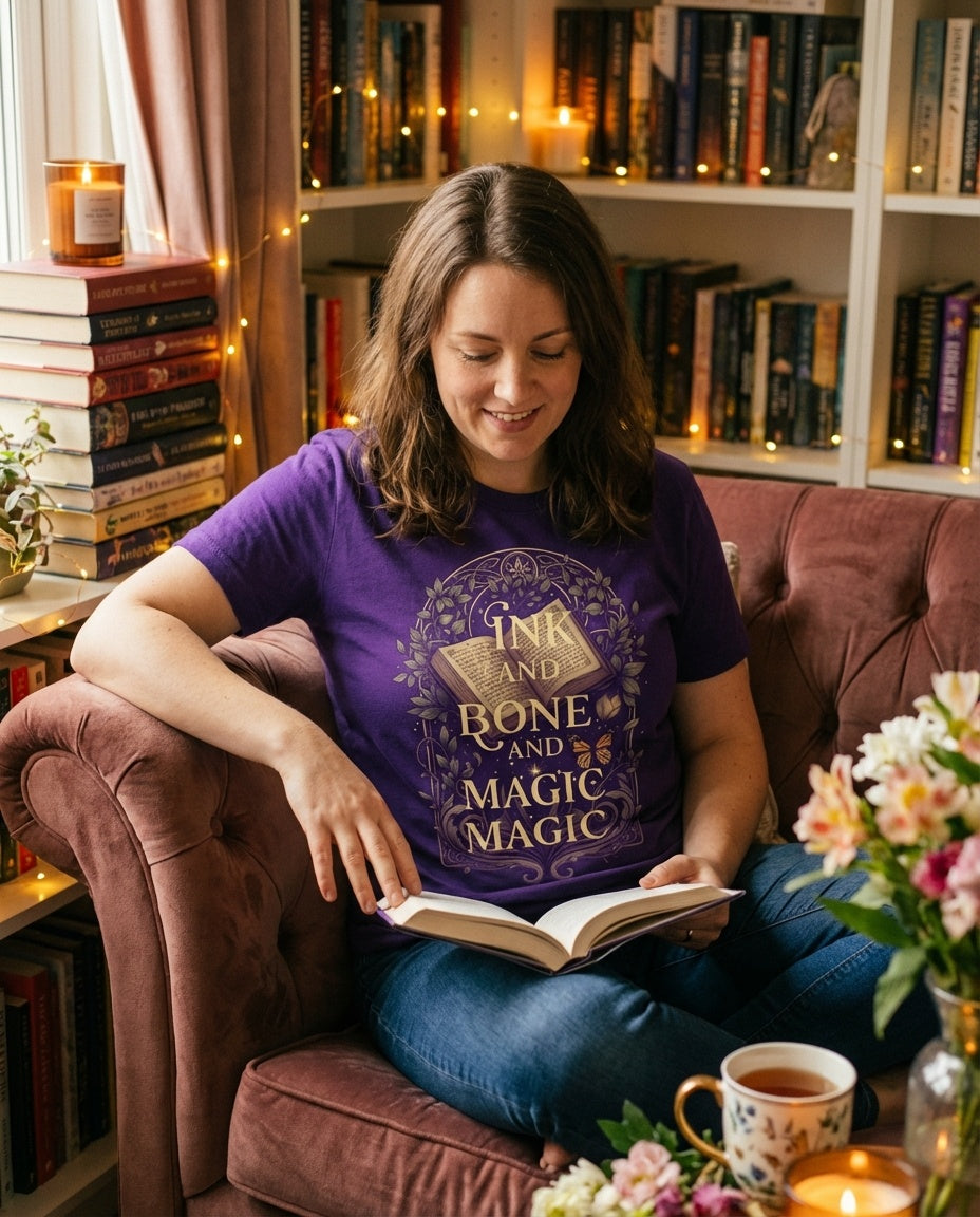 Romantasy reader tee - lifestyle shot 2