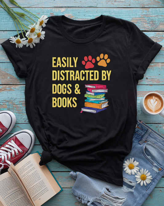 Distracted By Dogs & Books Tee