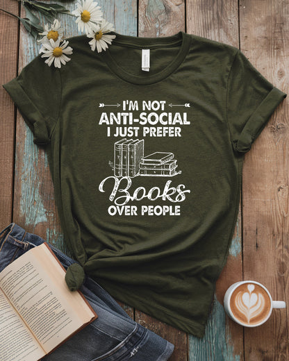 Books Over People Tee | Introvert Reader Gift