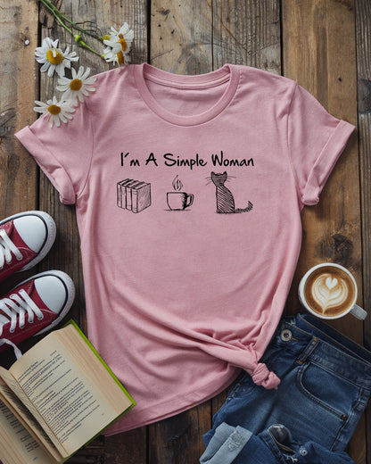Simple Woman Tee | Books Coffee Cats