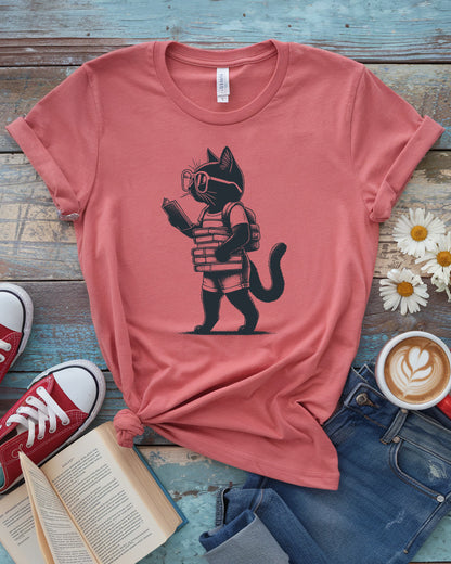 Literary Cat Tee, Bookworm Kitty Design