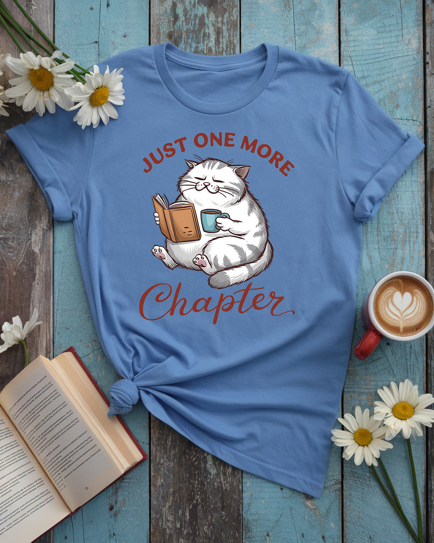 Just One More Chapter Tee, Cozy Cat Book Lover