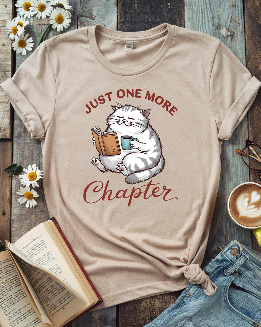 Just One More Chapter Tee, Cozy Cat Book Lover