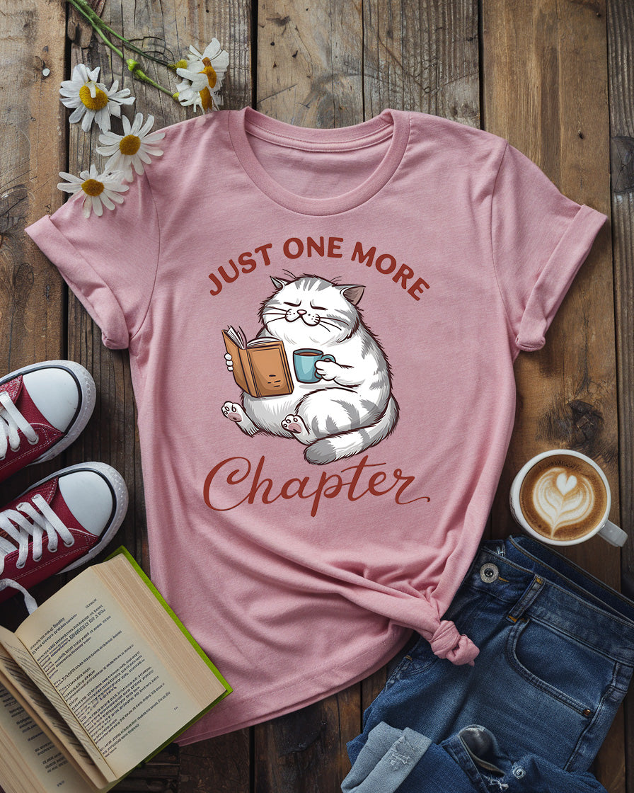 Just One More Chapter Tee, Cozy Cat Book Lover