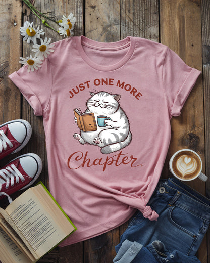 Just One More Chapter Tee, Cozy Cat Book Lover