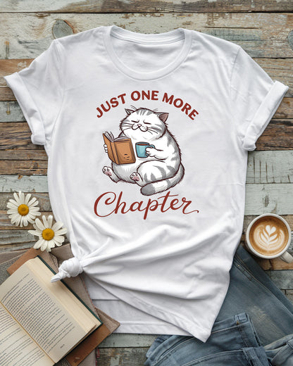 Just One More Chapter Tee, Cozy Cat Book Lover