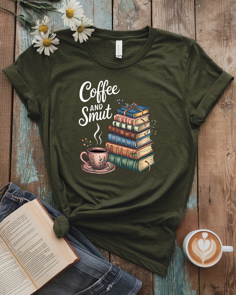 Coffee and Smut T-Shirt | Book Lover's Cozy Tee