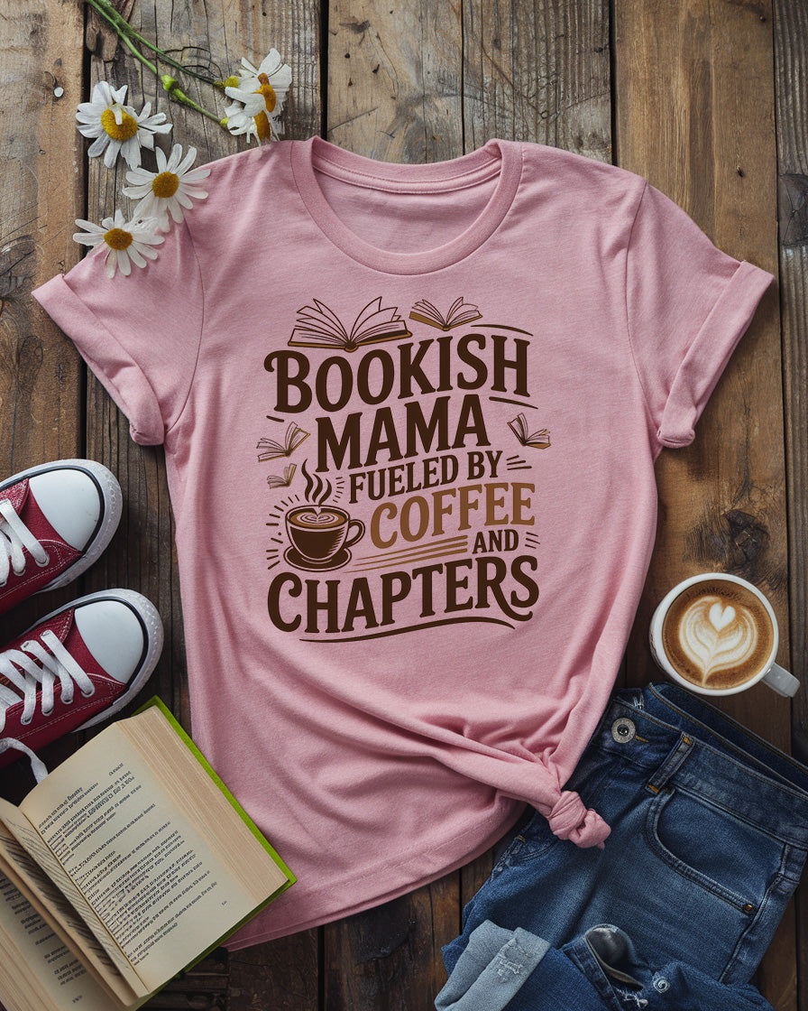 Bookish Mama Tee | Fueled by Coffee and Chapters