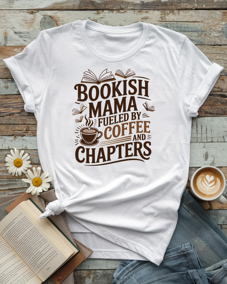 Bookish Mama Tee | Fueled by Coffee and Chapters