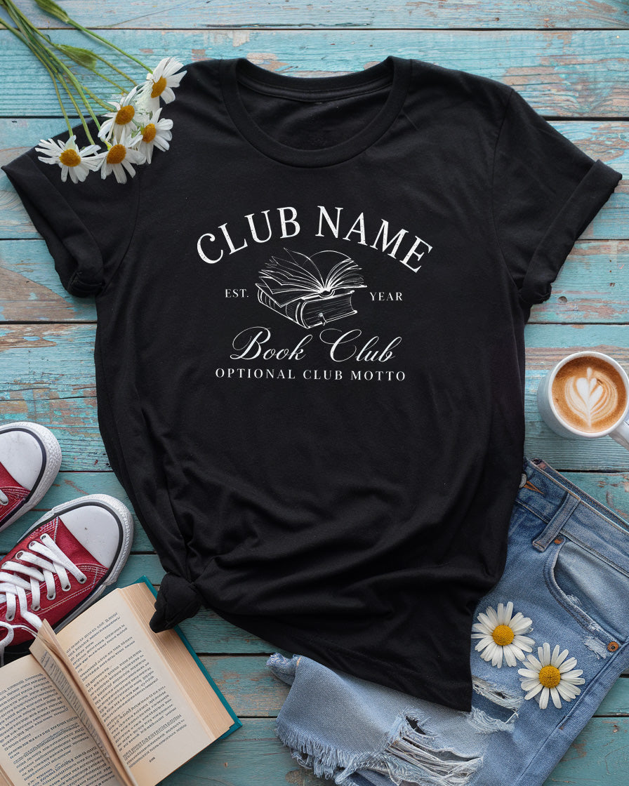 Customizable Book Club Tee, Personalized Literary Design