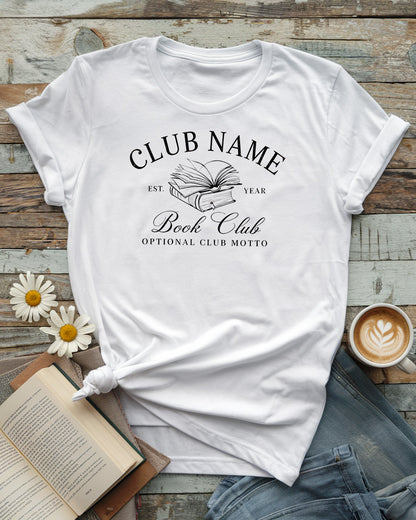 Customizable Book Club Tee, Personalized Literary Design