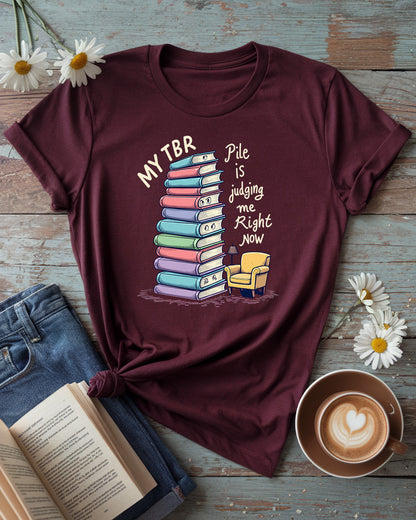 My TBR Pile Is Judging Me Tee, Premium Bella Cotton