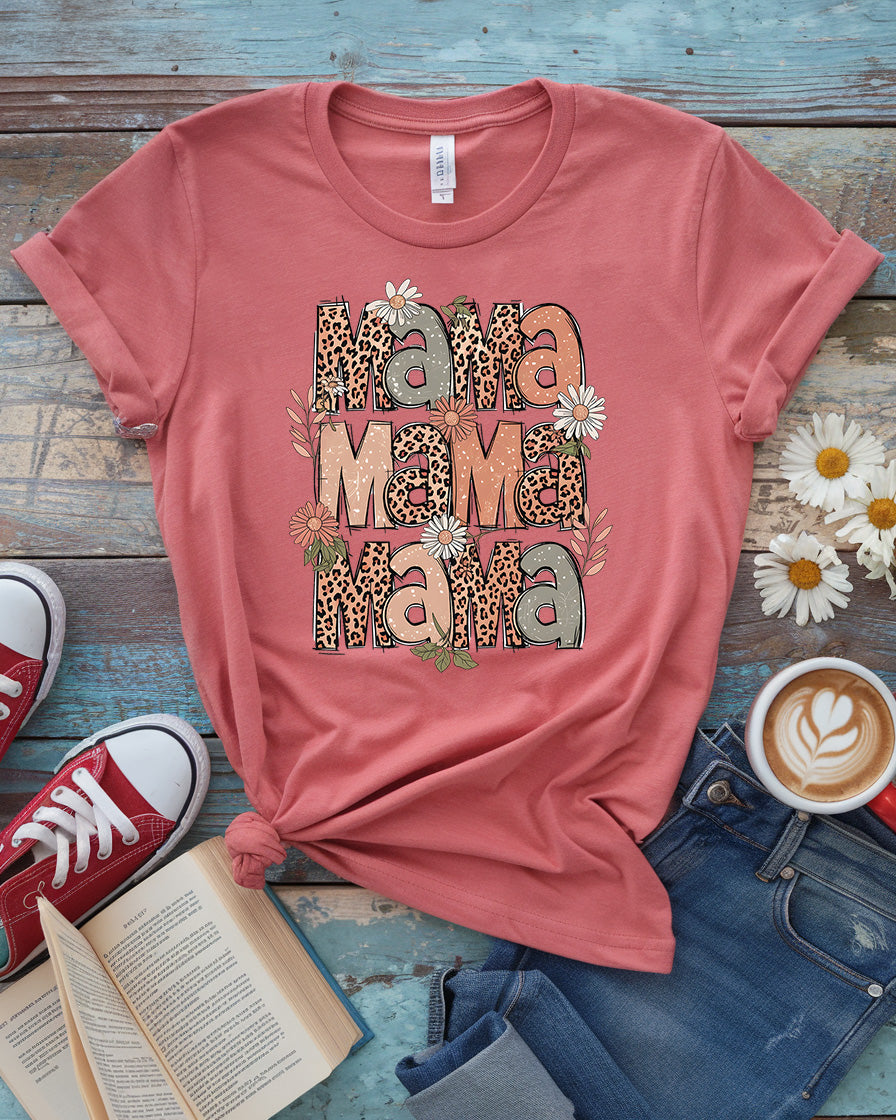 Mama Leopard Tee, Vintage Boho Mother’s Day Design