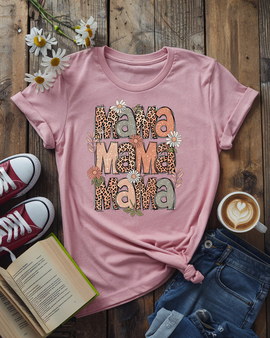 Mama Leopard Tee, Vintage Boho Mother’s Day Design