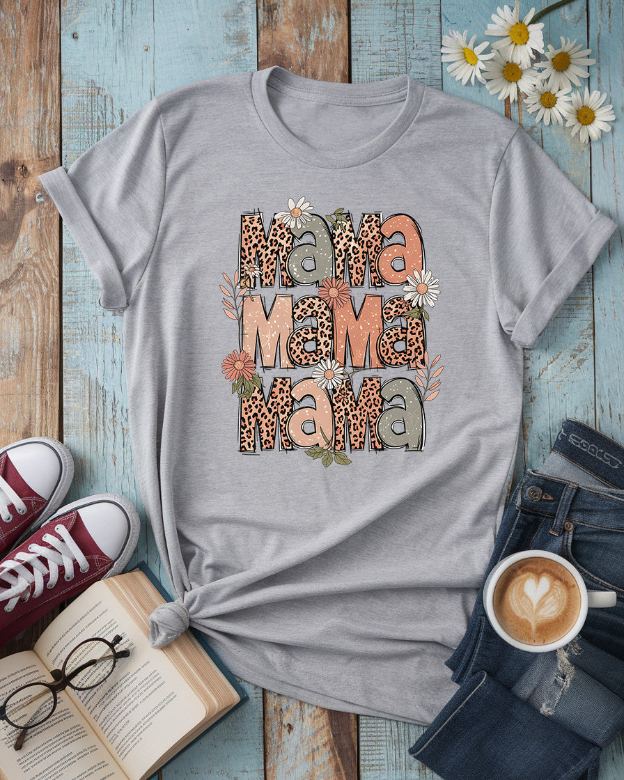 Mama Leopard Tee, Vintage Boho Mother’s Day Design