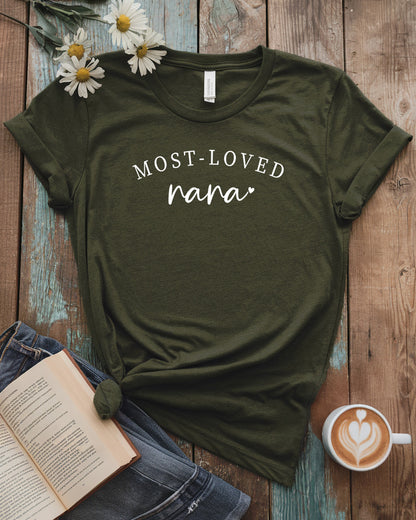 Most-Loved Nana Tee, Customizable Family Gift