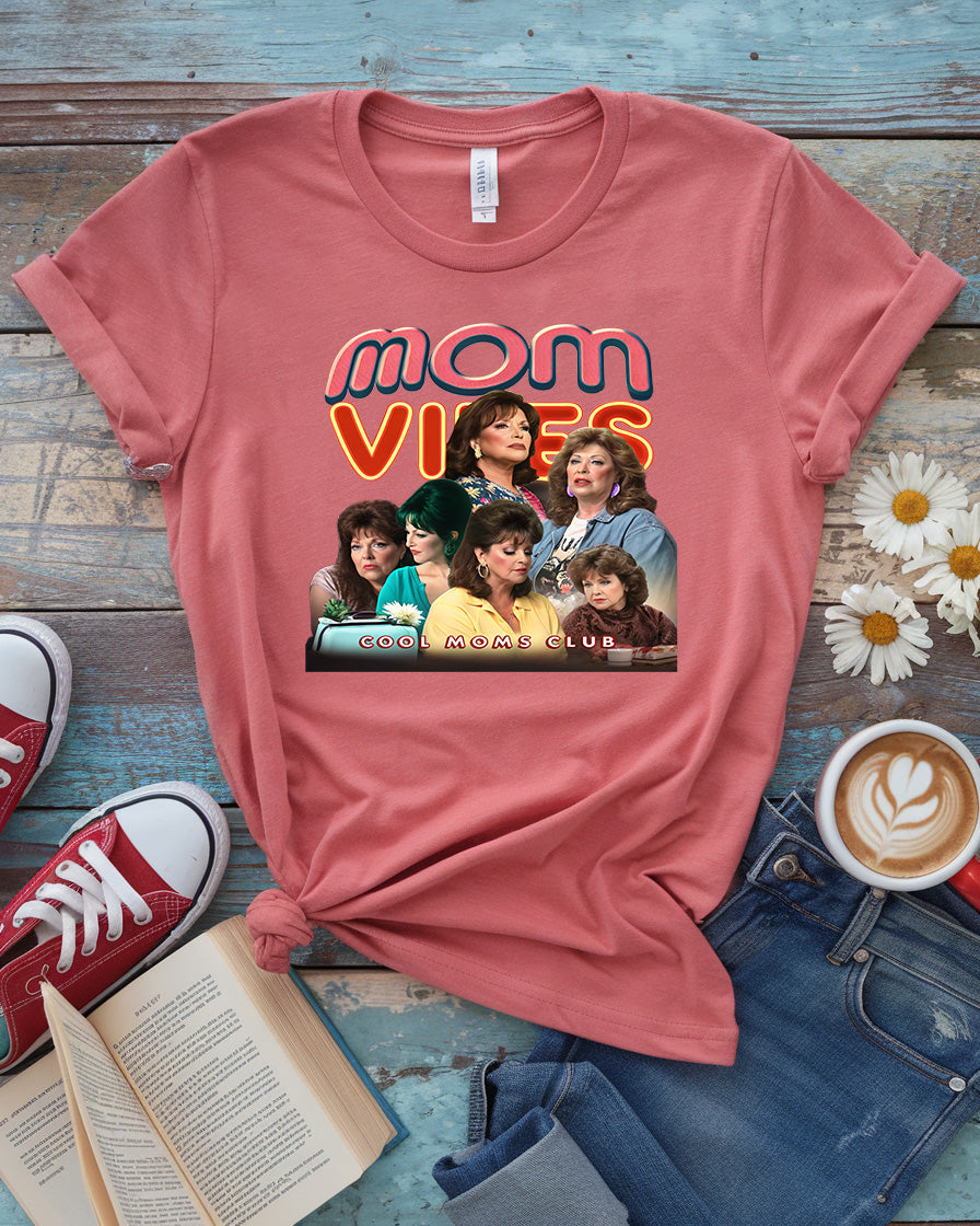 Mom Vibes Tee, Retro Cool Moms Club Design