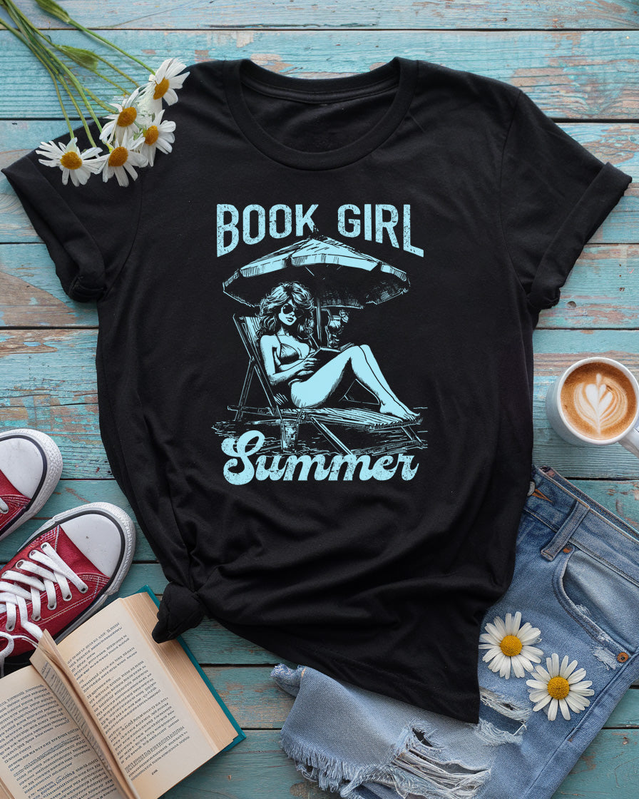 Book Girl Summer Tee, Retro Beach Reading