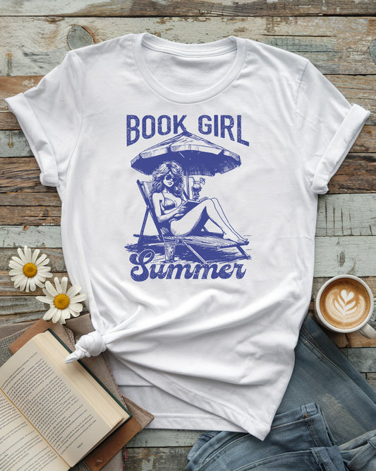 Book Girl Summer Tee, Retro Beach Reading
