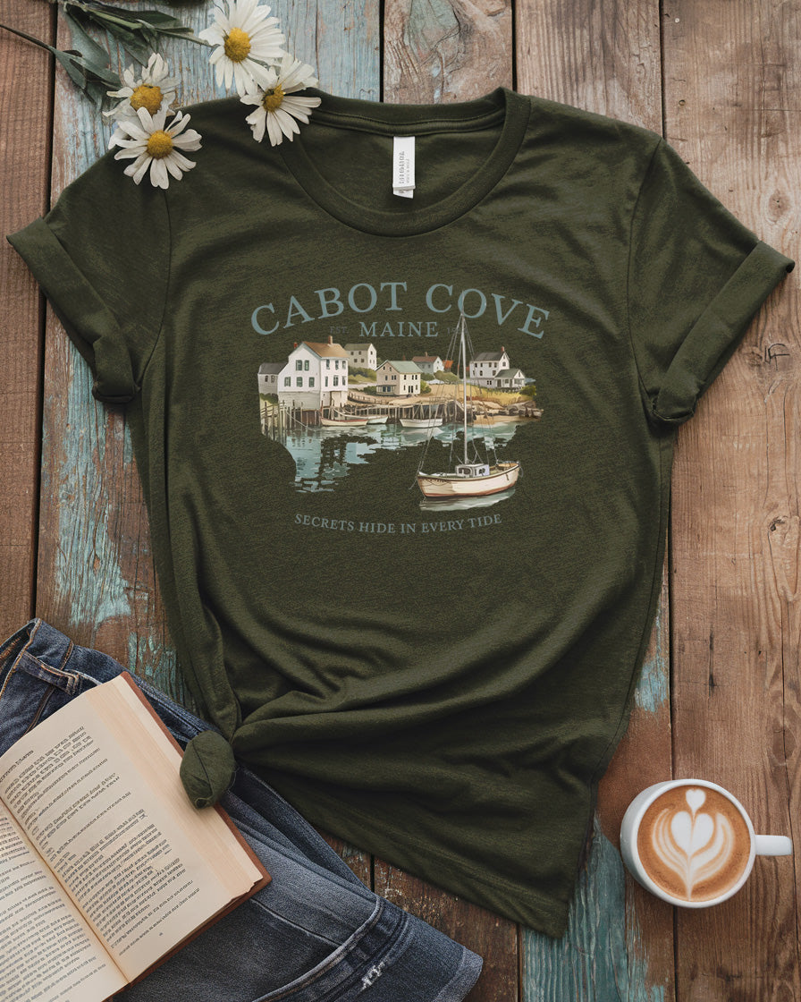 Cabot Cove, Maine Tee, Secrets Hide in Every Tide
