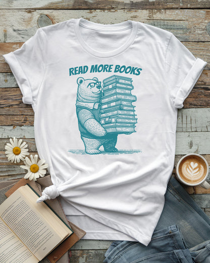 Read More Books Tee, Vintage Bookish Bear