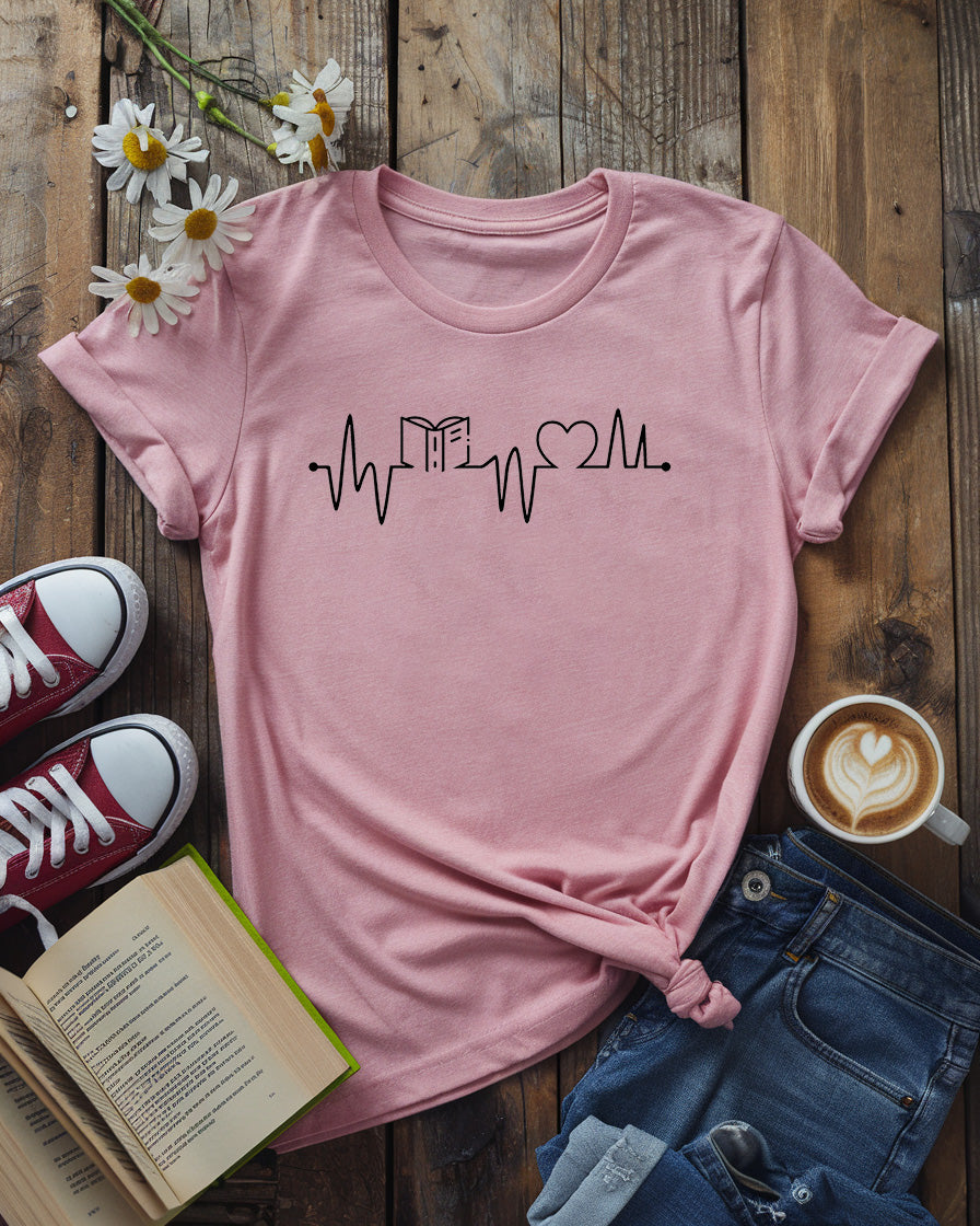 Heartbeat Book Lover Tee