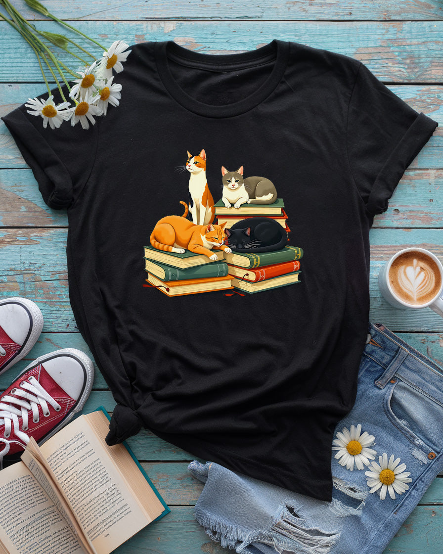 Cats & Books Tee